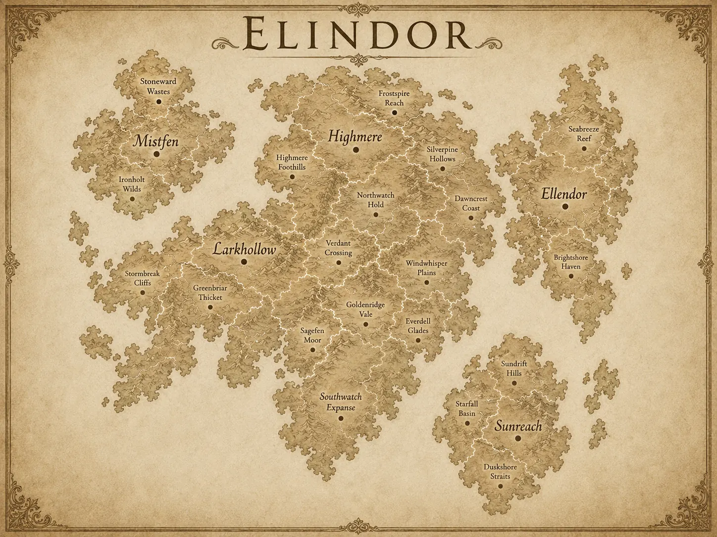 Elindor continent map